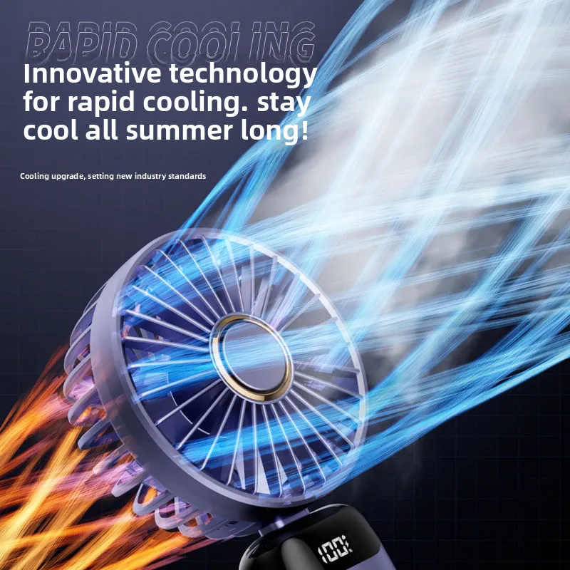 Handheld Fan Digital Display Foldable Portable