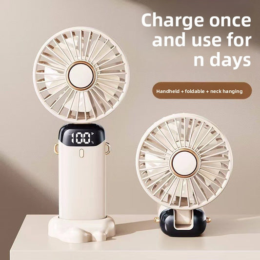 Handheld Fan Digital Display Foldable Portable