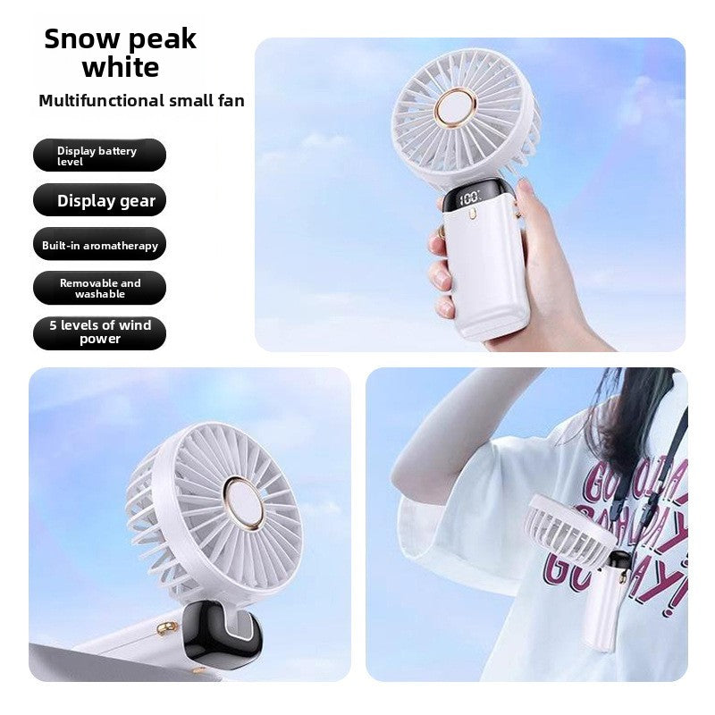 Handheld Fan Digital Display Foldable Portable