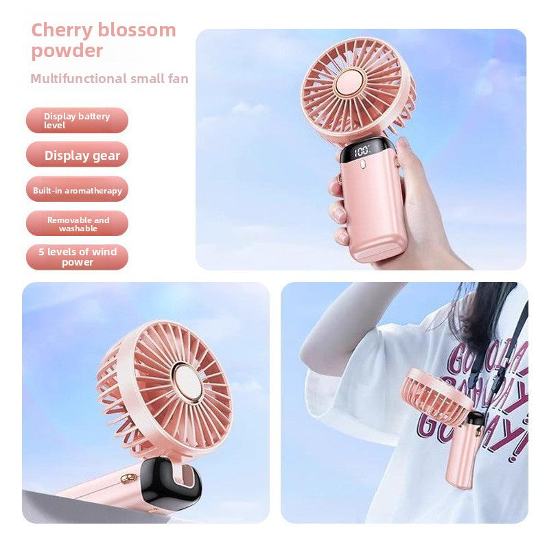 Handheld Fan Digital Display Foldable Portable