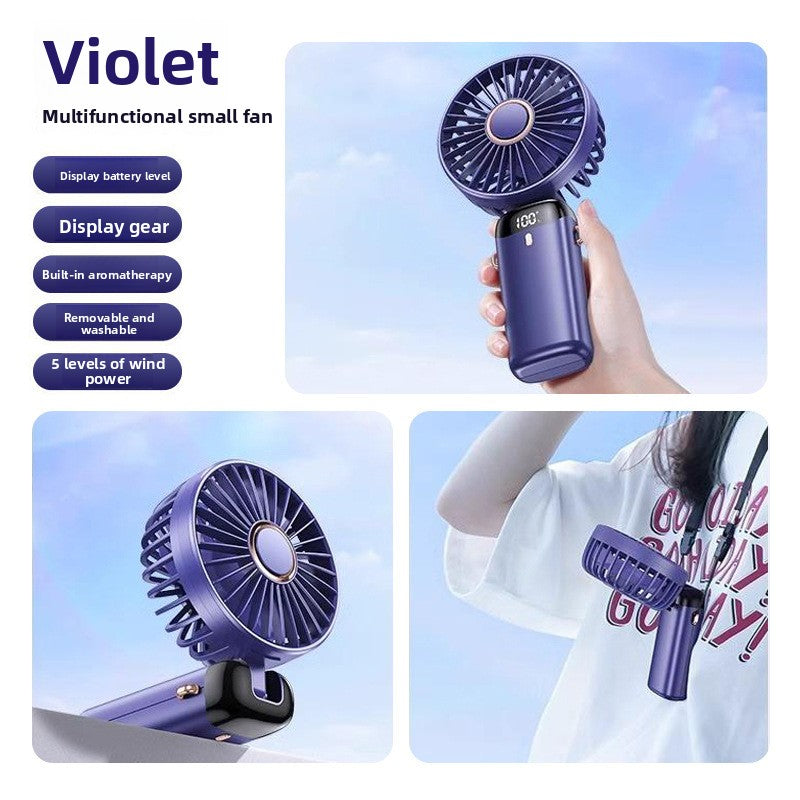 Handheld Fan Digital Display Foldable Portable
